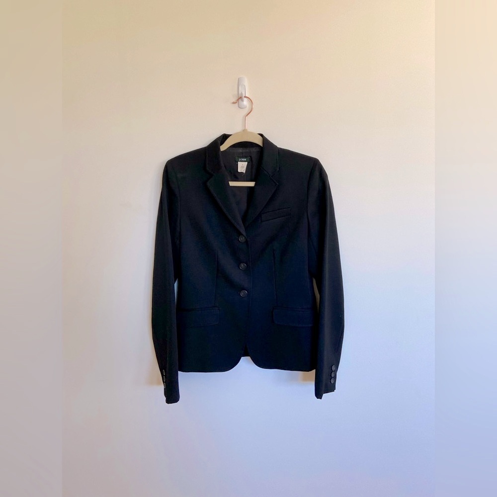 J. Crew 100% Wool Classic Black Women's Blazer, Size 6 Tall